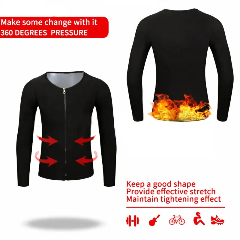 (image for) Men's Sweat Sauna Suit PU Stretch Breathable Sweat Absorbing Zip Up Sportswear for Losing Weight Fitness Running